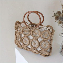 Vintage Straw Woven Tote Bags Beach Bags Handbags