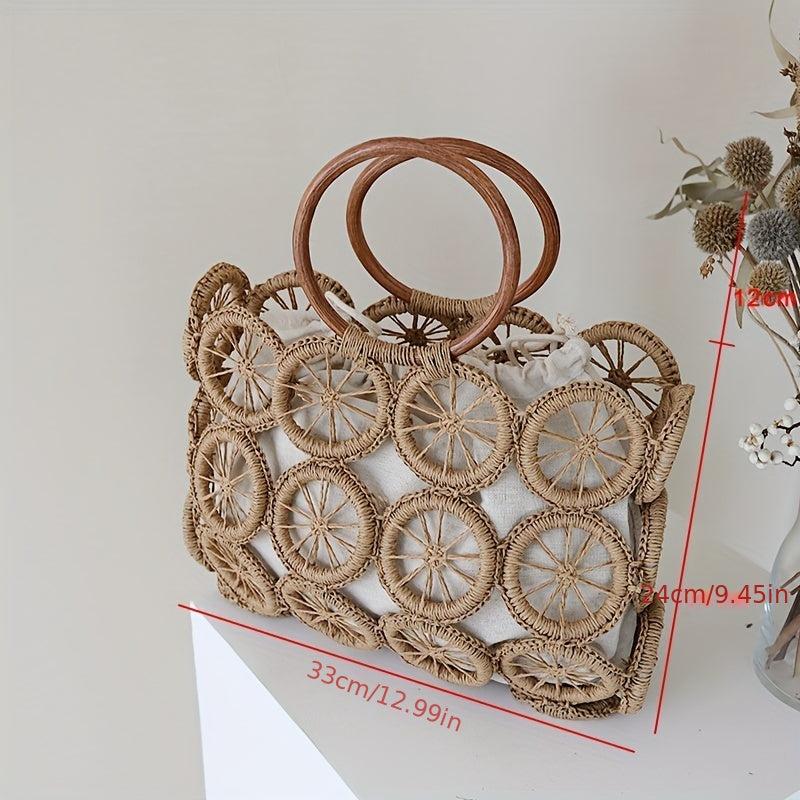Vintage Straw Woven Tote Bags Beach Bags Handbags