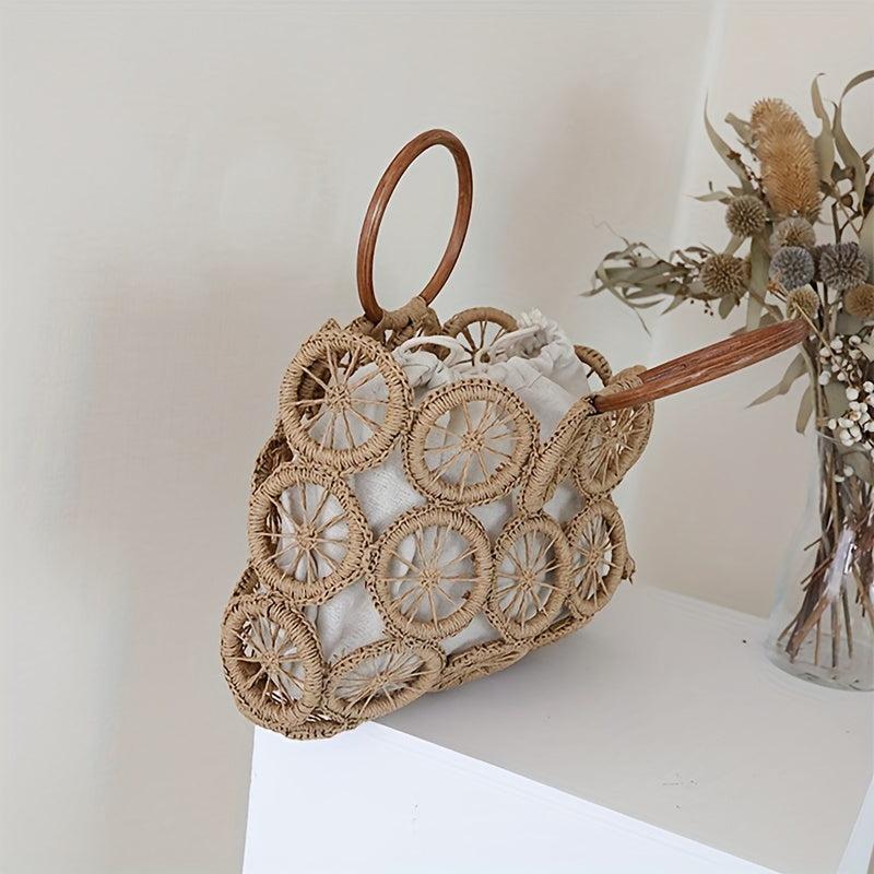 Vintage Straw Woven Tote Bags Beach Bags Handbags