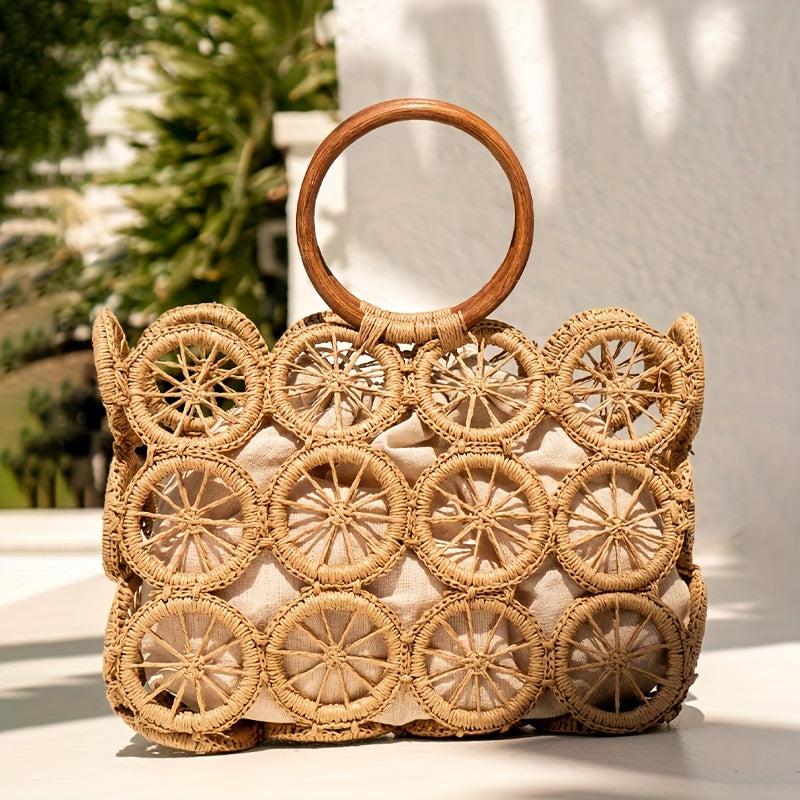 Vintage Straw Woven Tote Bags Beach Bags Handbags