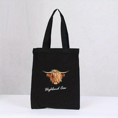 Highland Cow Canvas Tote Bag Reusable Grocery Shopping Bag