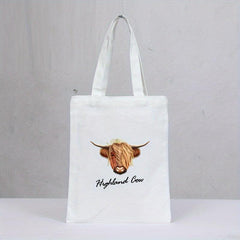 Highland Cow Canvas Tote Bag Reusable Grocery Shopping Bag