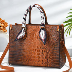 Crocodile Pattern Faux Leather Shoulder Bag Women's Work Purse