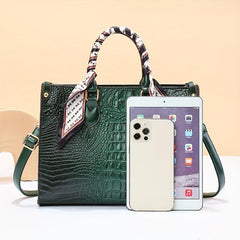 Crocodile Pattern Faux Leather Shoulder Bag Women's Work Purse