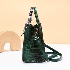 Crocodile Pattern Faux Leather Shoulder Bag Women's Work Purse