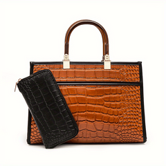 Crocodile Pattern Tote Bag Top Handle Satchel Purse Lady Handbag