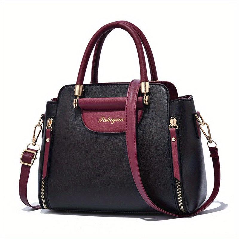 Women's Contrast Crossbody Bag Satchel Purse with Pockets