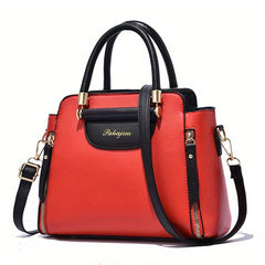 Women's Contrast Crossbody Bag Satchel Purse with Pockets