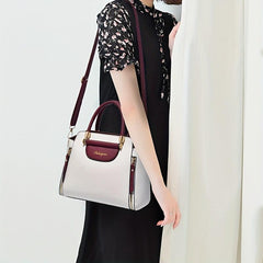 Women's Contrast Crossbody Bag Satchel Purse with Pockets