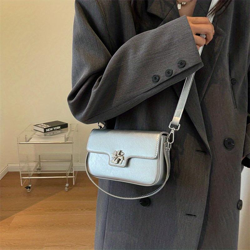 Square Crossbody Bag Metal Decor Street Wear