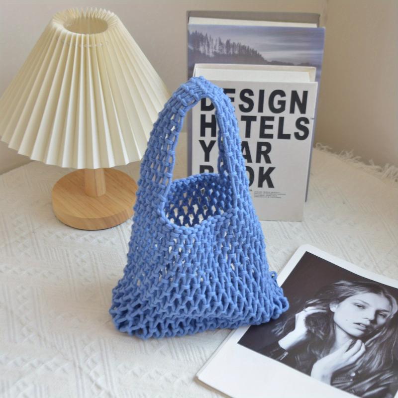Summer Crochet Bag For Women Hollow Out Woven Beach Bag Bucket Handbag
