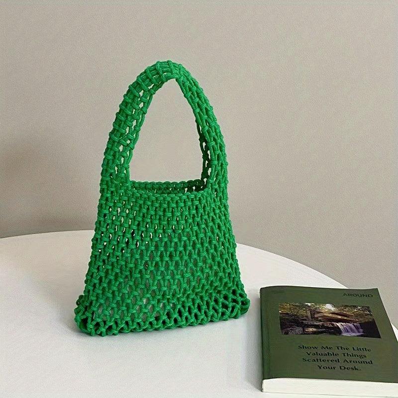 Summer Crochet Bag For Women Hollow Out Woven Beach Bag Bucket Handbag