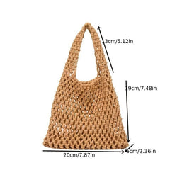 Summer Crochet Bag For Women Hollow Out Woven Beach Bag Bucket Handbag