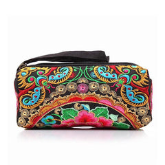 Embroidered Small Zipper Bag Women's Small Clutch Bag With Wristlet