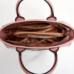 Printed Chain Decor Shoulder Bag With Purse, Durable Waterproof Tote Handbag