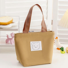 Bear Cartoon Canvas Handbag Lunch Bag for Work & School