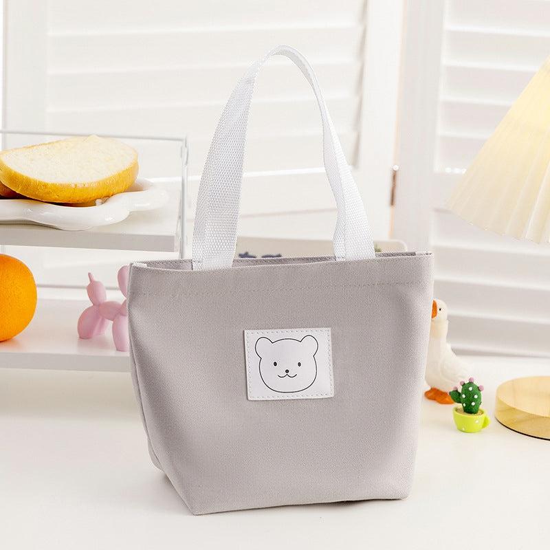 Bear Cartoon Canvas Handbag Lunch Bag for Work & School