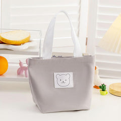 Bear Cartoon Canvas Handbag Lunch Bag for Work & School