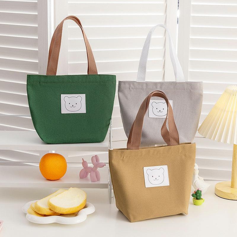 Bear Cartoon Canvas Handbag Lunch Bag for Work & School