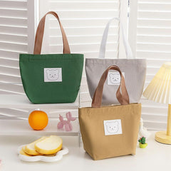 Bear Cartoon Canvas Handbag Lunch Bag for Work & School
