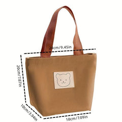 Bear Cartoon Canvas Handbag Lunch Bag for Work & School