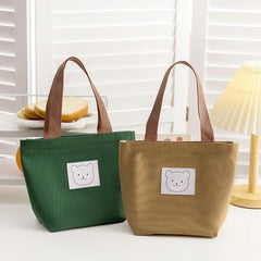 Bear Cartoon Canvas Handbag Lunch Bag for Work & School