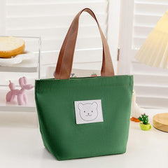 Bear Cartoon Canvas Handbag Lunch Bag for Work & School