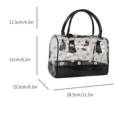 Transparent Daisy Flower Print PVC Jelly Satchel Purse