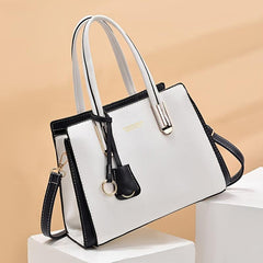 Large Capacity Faux Leather Shoulder Bag with Charm