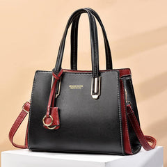 Large Capacity Faux Leather Shoulder Bag with Charm