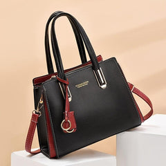Large Capacity Faux Leather Shoulder Bag with Charm