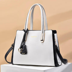 Large Capacity Faux Leather Shoulder Bag with Charm