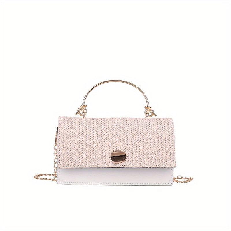 Straw Flap Shoulder Bag Magnet Crossbody Handbag