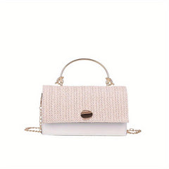 Straw Flap Shoulder Bag Magnet Crossbody Handbag