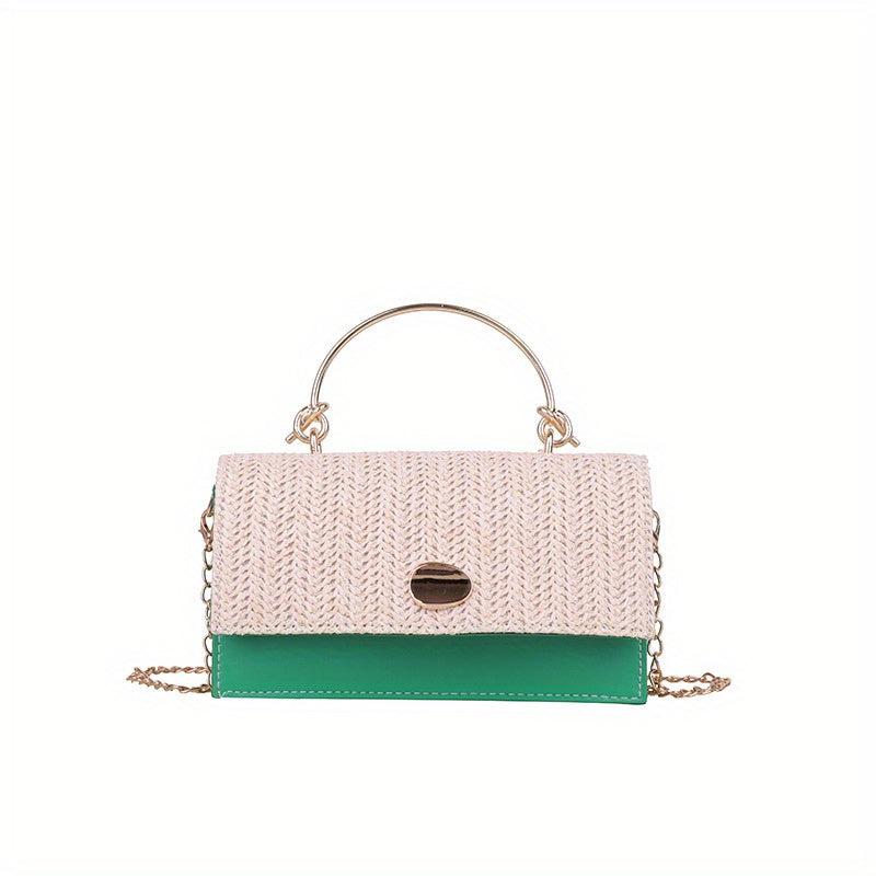 Straw Flap Shoulder Bag Magnet Crossbody Handbag