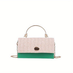 Straw Flap Shoulder Bag Magnet Crossbody Handbag