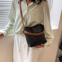 Colorblock Bucket Bag Minimalist Shoulder Work Bag