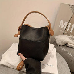 Colorblock Bucket Bag Minimalist Shoulder Work Bag