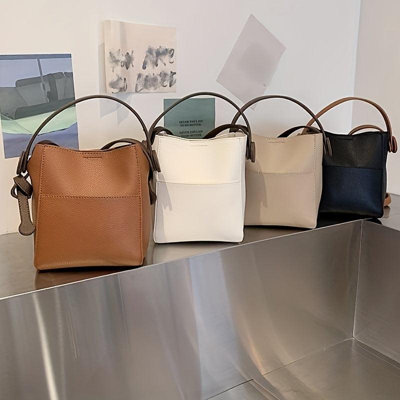 Colorblock Bucket Bag Minimalist Shoulder Work Bag