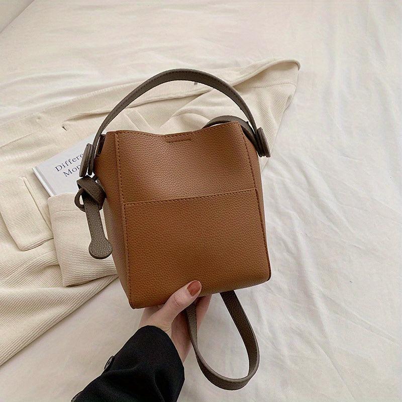 Colorblock Bucket Bag Minimalist Shoulder Work Bag