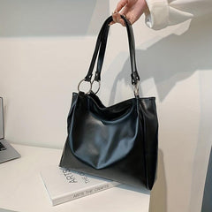 Large Capacity Metal Ring Shoulder Bag for Work School