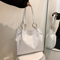 Large Capacity Metal Ring Shoulder Bag for Work School