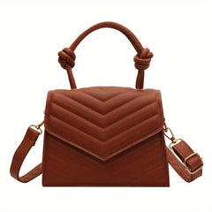 Minimalist Square Shoulder Bag Solid Flap Handbag Women's Satchel Bag