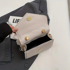 Minimalist Square Shoulder Bag Solid Flap Handbag Women's Satchel Bag