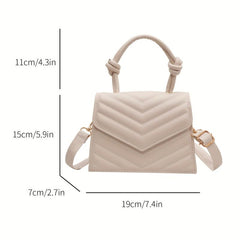 Minimalist Square Shoulder Bag Solid Flap Handbag Women's Satchel Bag
