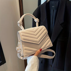 Minimalist Square Shoulder Bag Solid Flap Handbag Women's Satchel Bag