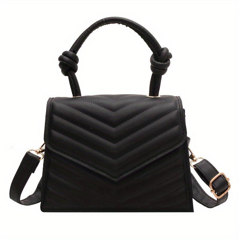 Minimalist Square Shoulder Bag Solid Flap Handbag Women's Satchel Bag
