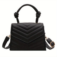 Minimalist Square Shoulder Bag Solid Flap Handbag Women's Satchel Bag