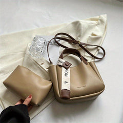 Letter Graphic Handbag Set Crossbody Bag Bucket Bag