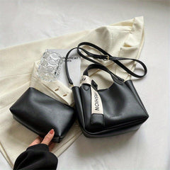 Letter Graphic Handbag Set Crossbody Bag Bucket Bag